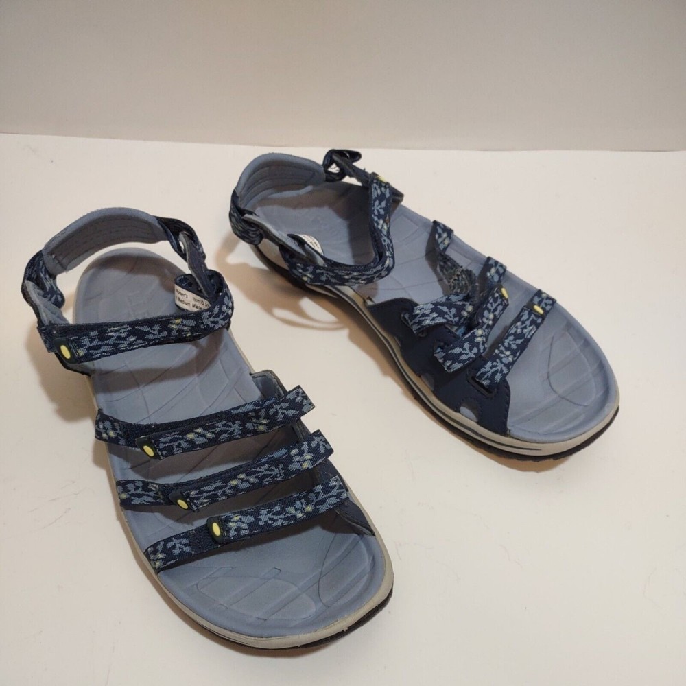 LL Bean Women's 7 Blue Strappy Sandals Floral